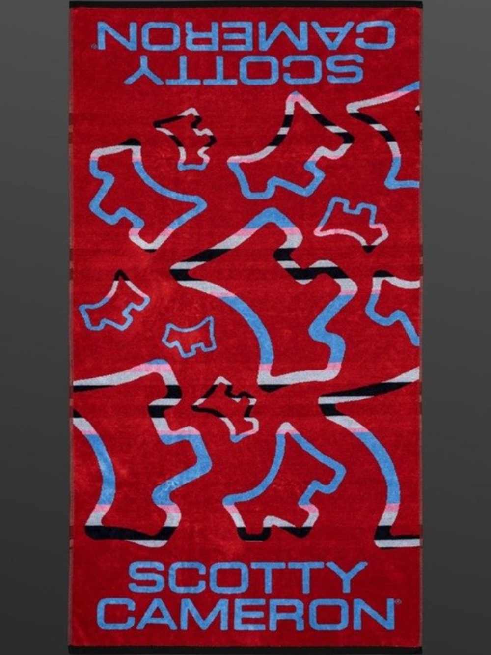 Scotty Cameron Dancing Dogs Beach Towel Red (30" W x 60°L)
